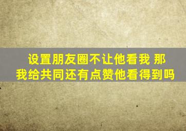 设置朋友圈不让他看我 那我给共同还有点赞他看得到吗